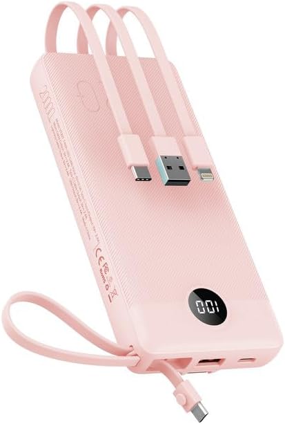 VEEKTOMX Portable Charger Built-in Cables,10000mAh Power Bank for iPhone,Fast Charge USB C Battery Pack Travel Essentials Powerbank Compatible with iPhone 17/16/15/14, Samsung S25/24, Android, etc #vs5)