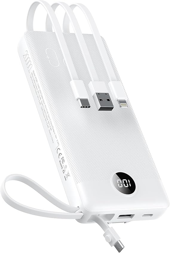VEEKTOMX Portable Charger Built-in Cables,10000mAh Power Bank for iPhone,Fast Charge USB C Battery Pack Travel Essentials Powerbank Compatible with iPhone 17/16/15/14, Samsung S25/24, Android, etc #vs6)