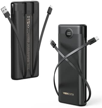 VEEKTOMX Portable Charger Built-in Cables,10000mAh Power Bank for iPhone,Fast Charge USB C Battery Pack Travel Essentials Powerbank Compatible with iPhone 17/16/15/14, Samsung S25/24, Android, etc #vs8)