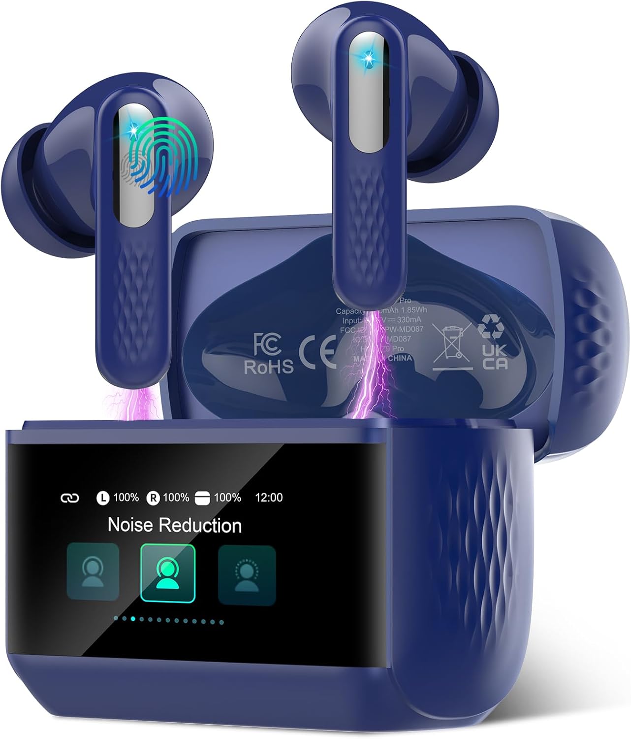 Wireless Earbuds, Bluetooth 5.4 Headphones with Multifunction Touch Screen, 48H Deep Bass Stereo Ear Buds, ANC/ENC Noise Cancelling, Transparency Mode, IPX7 Bluetooth Earbuds, 5 EQ Modes, Black (#vs2)