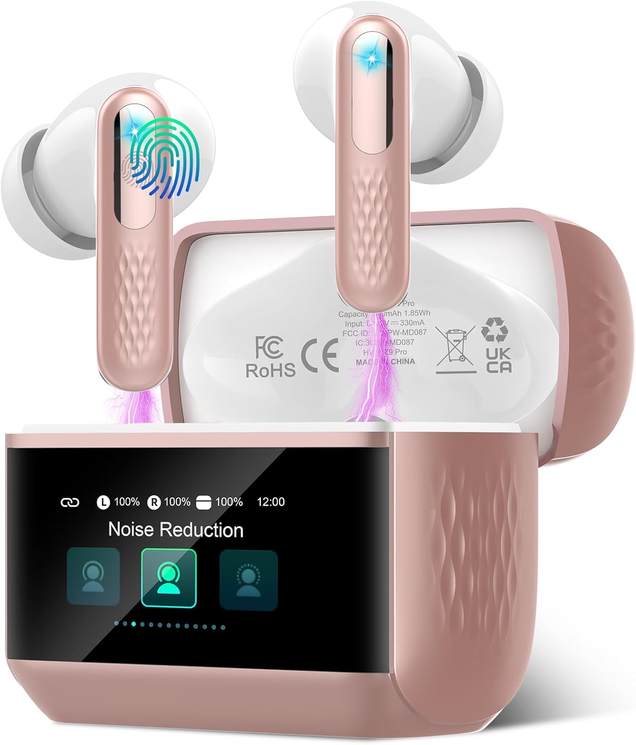 Wireless Earbuds, Bluetooth 5.4 Headphones with Multifunction Touch Screen, 48H Deep Bass Stereo Ear Buds, ANC/ENC Noise Cancelling, Transparency Mode, IPX7 Bluetooth Earbuds, 5 EQ Modes, Black (#vs4)