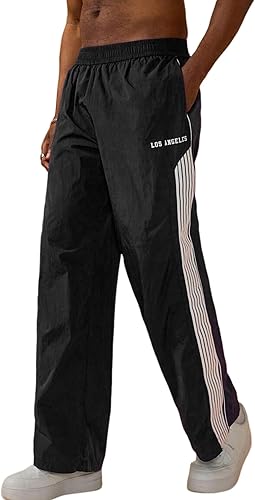 ZAFUL Men's Baggy Track Pants Y2K Streetwear Pants Drawstring Letter Pockets Casual Lounge Trousers (#vs13)