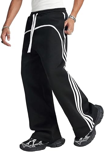 ZAFUL Men's Baggy Track Pants Y2K Streetwear Pants Drawstring Letter Pockets Casual Lounge Trousers (#vs19)