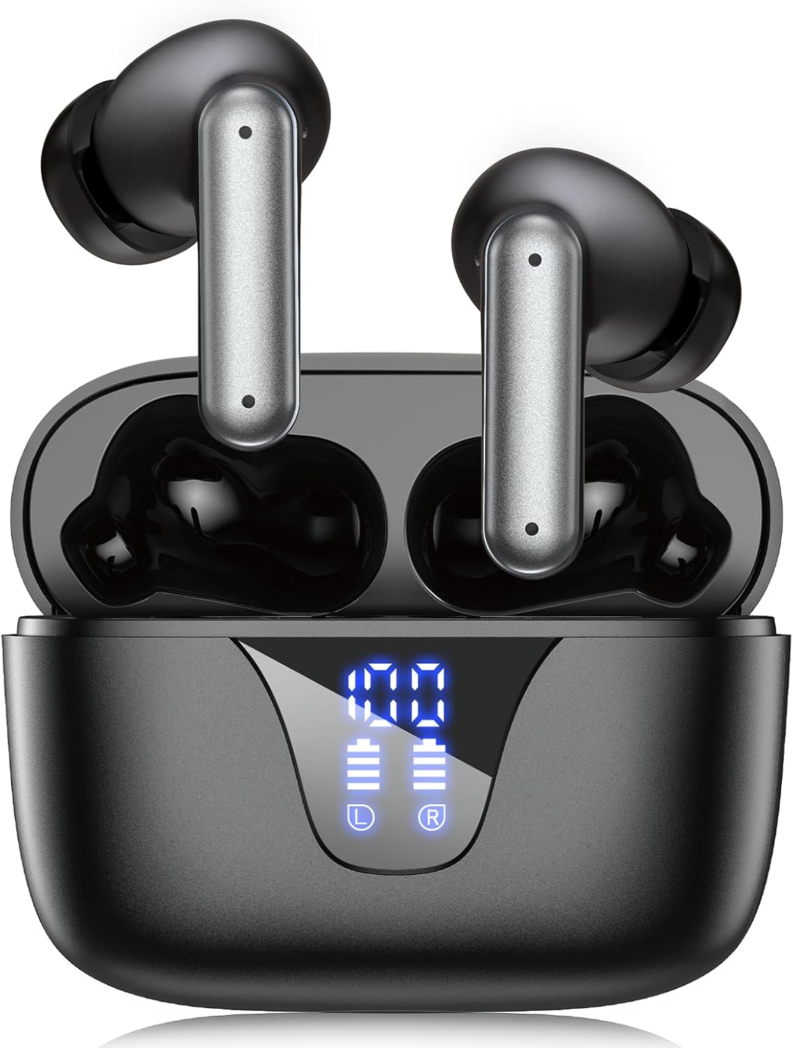 ZIUTY Wireless Earbuds Bluetooth Headphones, 50H Playtime Ear Buds with Mic, LED Digital Display Charging Case, IPX7 Waterproof, Deep Bass Stereo, in-Ear Earphone for iPhone Andriod Phone (#vs1)