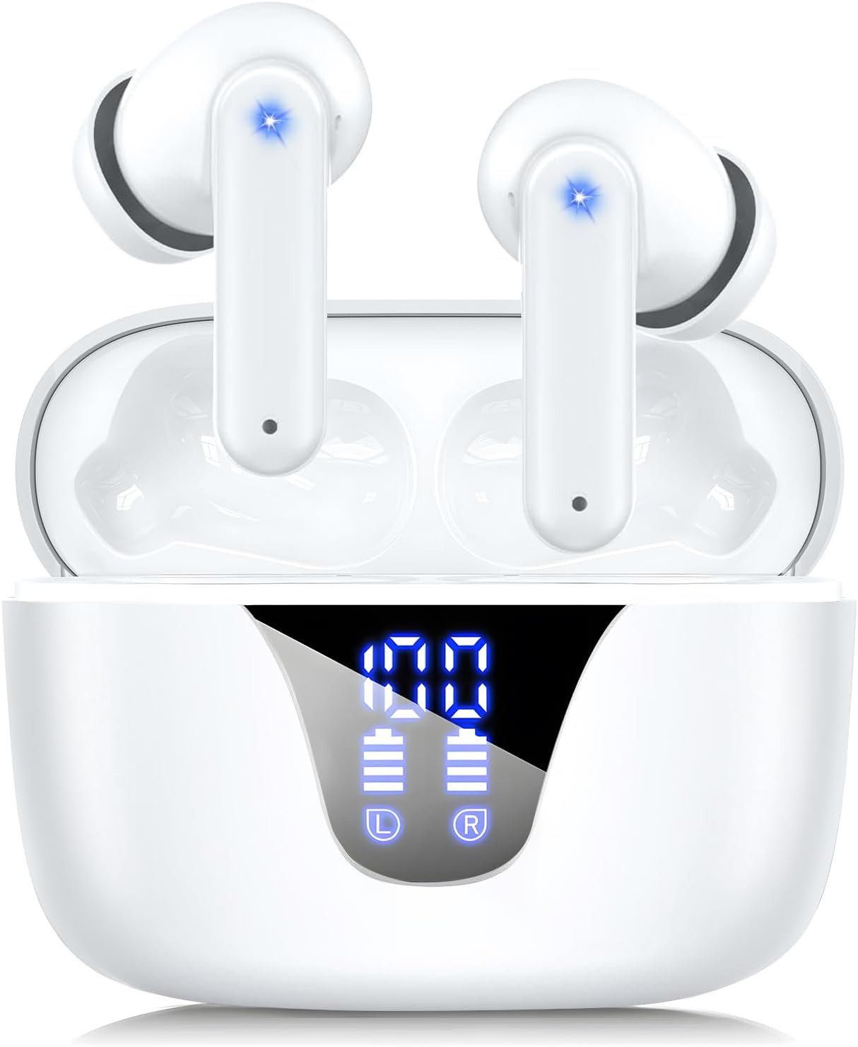 ZIUTY Wireless Earbuds Bluetooth Headphones, 50H Playtime Ear Buds with Mic, LED Digital Display Charging Case, IPX7 Waterproof, Deep Bass Stereo, in-Ear Earphone for iPhone Andriod Phone (#vs2)