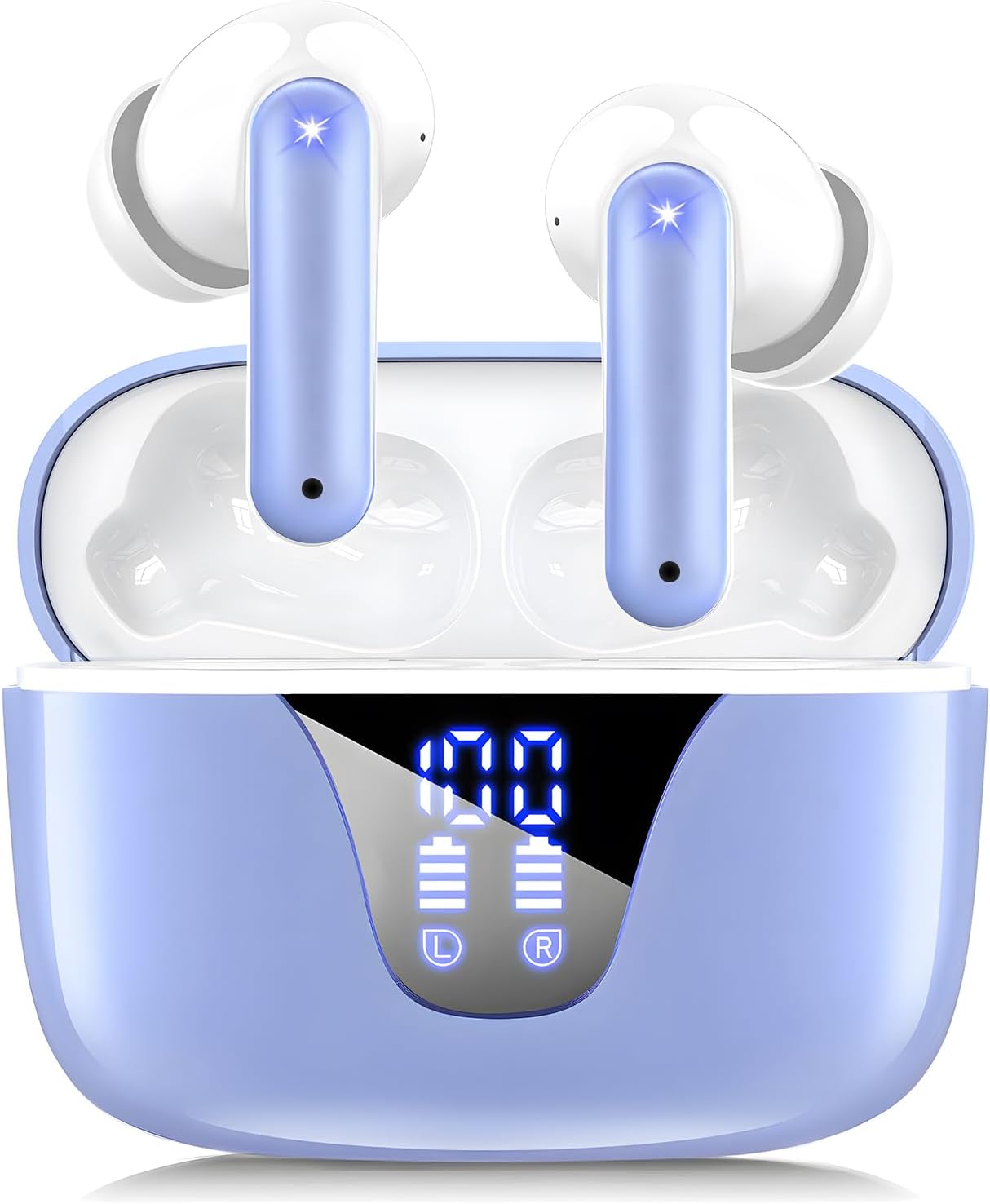 ZIUTY Wireless Earbuds Bluetooth Headphones, 50H Playtime Ear Buds with Mic, LED Digital Display Charging Case, IPX7 Waterproof, Deep Bass Stereo, in-Ear Earphone for iPhone Andriod Phone (#vs3)