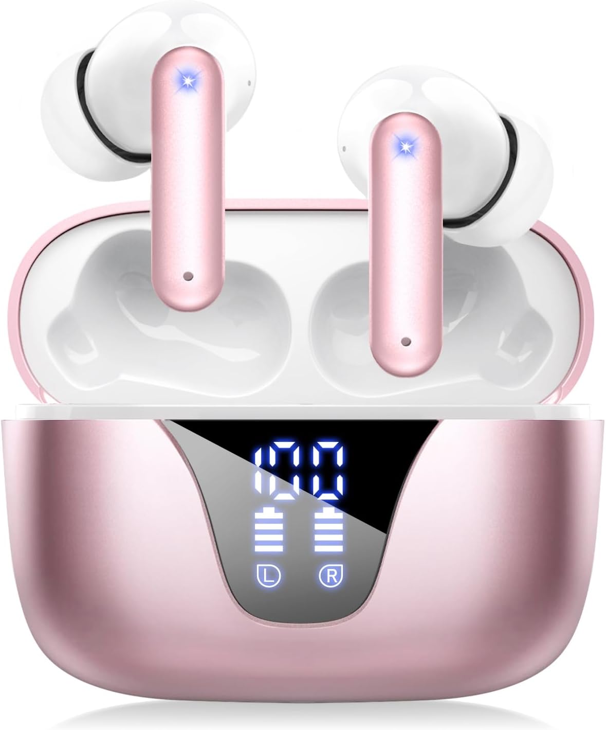 ZIUTY Wireless Earbuds Bluetooth Headphones, 50H Playtime Ear Buds with Mic, LED Digital Display Charging Case, IPX7 Waterproof, Deep Bass Stereo, in-Ear Earphone for iPhone Andriod Phone (#vs4)